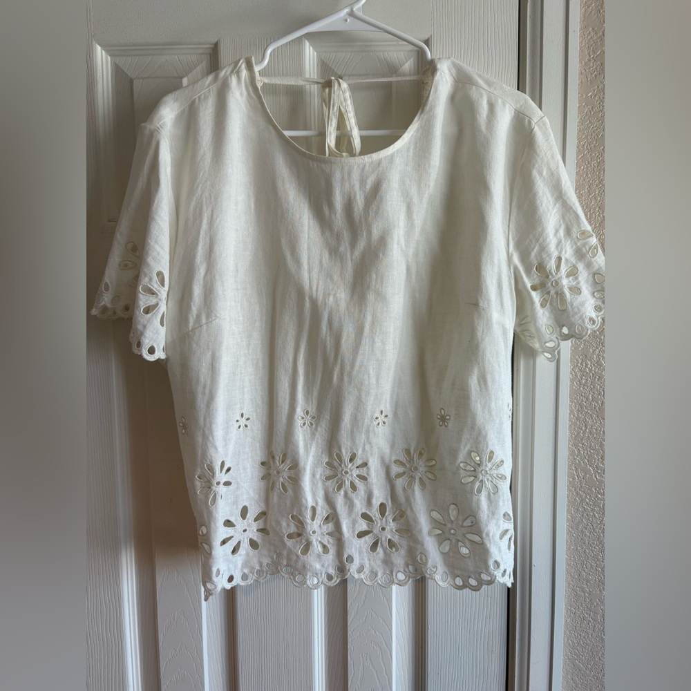 Madewell White Cream Eyelet Floral Blouse